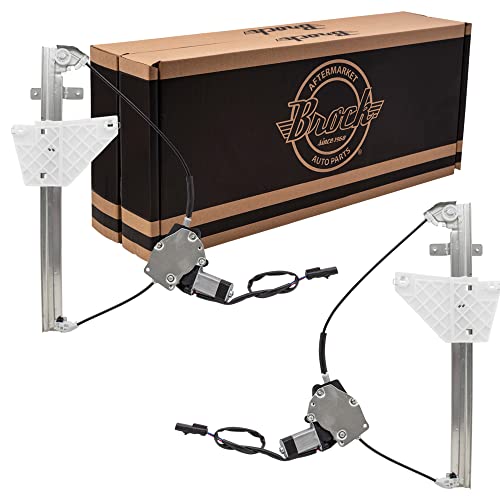 AutoandArt Brock Aftermarket Replacement Rear Driver Left Passenger Right Power Window Regulator with Motor Compatible with 2001-2004 Jeep Grand Cherokee