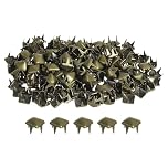 sourcing map 100 Pcs Pyramid Rivets for Clothing, 5mm 4-Jaw Square Rivets, Bronze Metal Pyramid Studs Handicraft, Punk Rock Nailhead Spots for Clothing Bag Leather Shoes