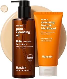 Hanskin Deep Cleanse Duo – BHA Pore Cleansing Oil & Foam Cleanser | Deep Pore Cleansing & Blackhead Care for Oily & Combination Skin | Korean Skincare Set, K-Beauty
