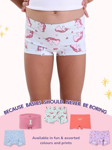 Image of mackly Girls Boxers (Pack of 3) - Cotton Boxer Shorts, Seamless Comfort, Mid Waist Boyshorts Panties