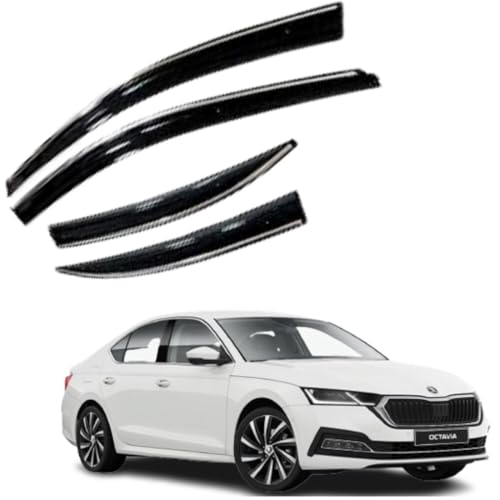 Image of CAR SAAZ Chrome Line Door Visor for Octavia (2021-2023) (Set of 4Pcs) | Rain Guard | Wind Deflector