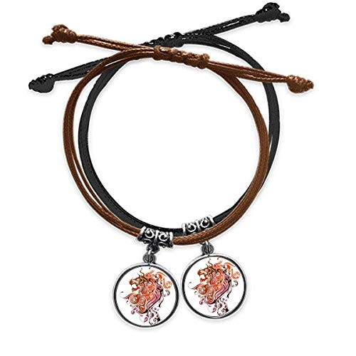 Bracelet silhouette dragon coloré en cuir double, cadeau parfait amoureux