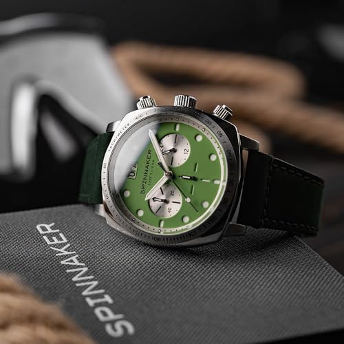 Image of Spinnaker Hull Men's Chronograph Watch - Meca-Quartz Movement, Stainless Steel Cushion Case, Leather Strap, Water Resistant 100m, SP-5068