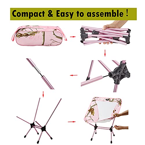 Jungleland Realtree Ultralight Camping Chair Lightweight Portable Folding Camp Chair Backpacking Chairs, Small Heavy Duty Compact Collapsible Backpack Chair For Outdoor, Hiking (Pink)… #TOP3