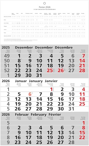 2026 Adina Wandkalender Dreimonatskalender mit Tagesanzeiger