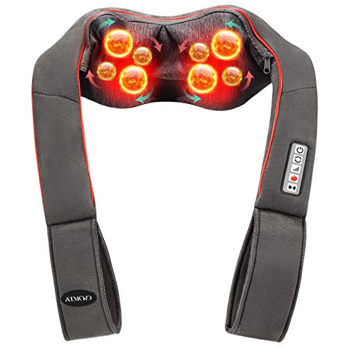 Preisvergleich Produktbild ATMOKO Kabellos Nackenmassagegerät Shiatsu Massagegerät Aufladbar mit Wärmefunktion und Vibration, 3 Einstellbare Stärke, Waschbar & Ultraleicht Ideal für Hause, Büro