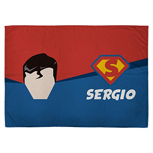 LolaPix Manta Personalizada. Regalo Friki. Superhéroes. Tejido Certificado Oeko-Tex. Tamaño aproximado 75x105cm. Superman