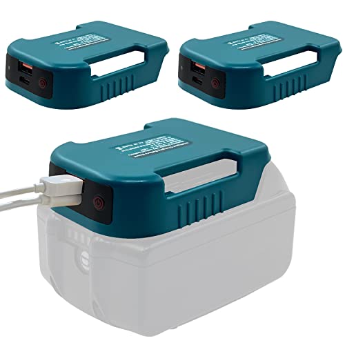 2 Pack USB Ladegeräte Adapter für Makita 18V Akku mit USB & Type-C Phone Charging Adapter Schnelllade Akkuadapter (nur Adapter)