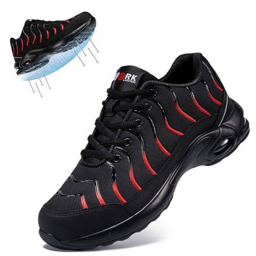 Image of LARNMERN Puncture Proof Cushioned Steel Toe Shoes for Men | Breathable ASTM Wide Toe Lightweight Fashional Style Comfort Slip Resistant Multiple colors available