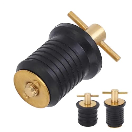 IGTOPS Messing T-Griff 1 oder 1-1/4 Ablassschraube für Boot,Lenzstopfen für Wasserabfluss, Ablassstopfen Marine Bootszubehör Bilgestopfen, Edelstahl Gummi Verschlussstopfen (Für 32MM Loch)