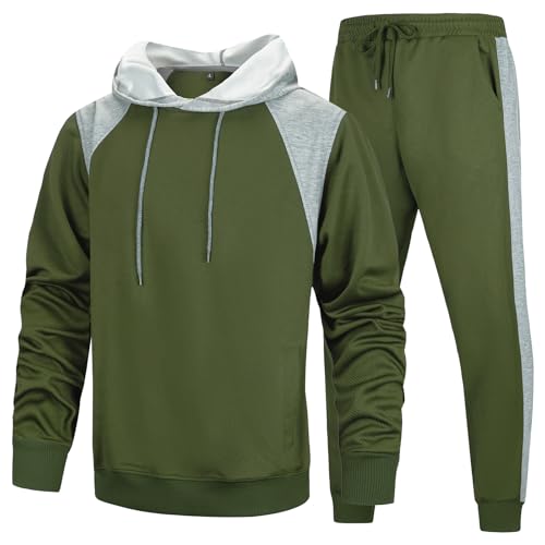 TOLOER Men’s Tracksuit 2 Piece Hoodies Sweatsuits Color Block Pullover Tracksuits