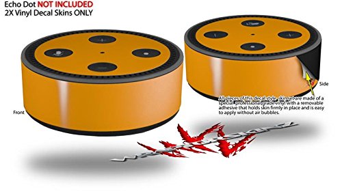Skin Wrap Decal Set 2 Pack for Amazon Echo Dot 2 - Solids Collection Orange (2nd Generation ONLY - Echo NOT Included)