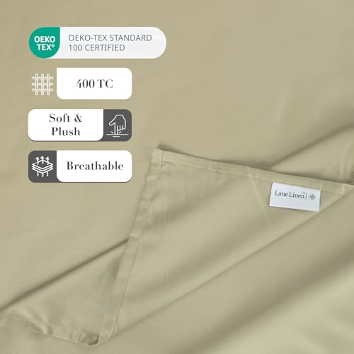Image of LANE LINEN 400TC Super King Size Bedsheet with 2 Pillow Cases | 100% Cotton 3 Pc Bedding Set (2.74 M x 2.74 M) | Breathable & Wrinkle-Free | Sustainable & Eco Friendly Bedding Set (Sand)