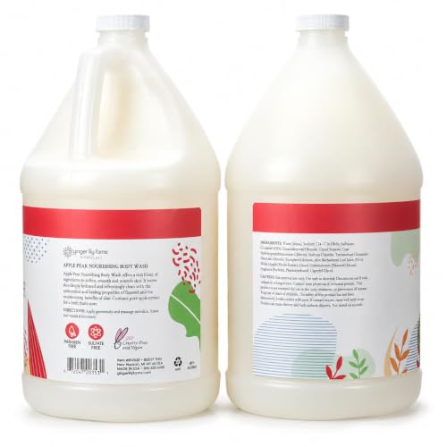Image of Ginger Lily Farms Botanicals Body Wash, 128oz, Apple Pear | 100% Vegan & Cruelty-Free | Nourishing Bath & Shower Gel for All Skin Types | Refill Size
