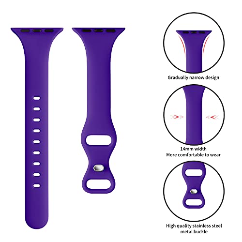 Image of Thin Slim Band Compatible with Apple Watch 38mm 40mm 41mm 42mm 44mm 45mm 46mm 49mm, Replacement Silicone Sport Strap for iWatch Series 11 /10 /9 /8 /7 /6 /5 /4 /3 /2 /1 Ultra SE Women Men, Purple