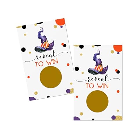 Paper Clever Party Bewitching Scratch Off Game Cards (28 Pack) Halloween Party Games Pumpkin Baby Shower Raffle Tickets - Orange Purple Black Themed Cover