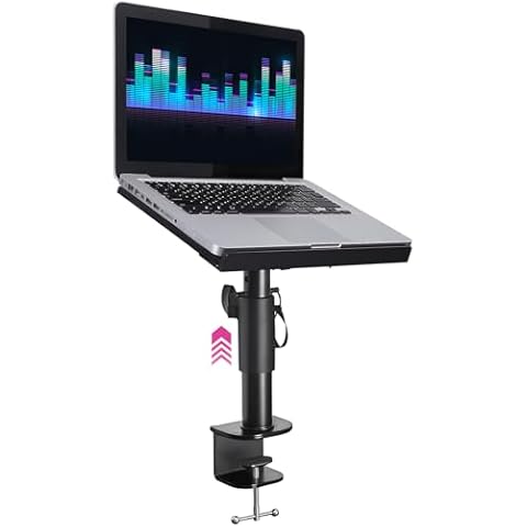 Liquid Stands Laptop Desk Mount - 9x12.5 Adjustable Laptop Mount for Desk Holds Up to 65 LBS - Versatile Laptop Arm Mount for Desk, Piano & Workstations – Ergonomic & Adjustable Design Cover