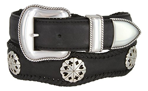 New Men's Card Suits Poker Hand Concho Leather Cowboy Belt