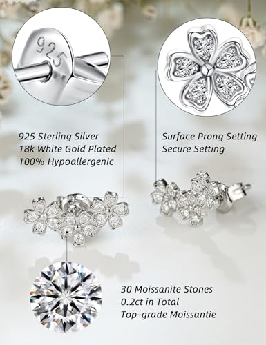 IMOLOVE Moissanite Stud Earrings for Women, Fashion 0.3 Carat Everyday Sterling Silver Stud Earrings Trendy Elegant Hypoallergenic Earrings for Women with 18k White Gold Plated2