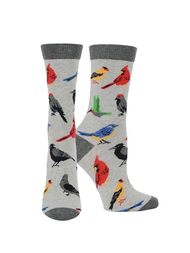 Image of WHD Bird Lover Crew Socks for Women & Men | Cute Fun Birdwatcher Gift | Novelty Song Bird Fan