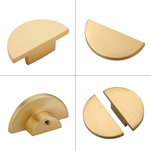 Koppalive 10 Pack Solid Brass Dresser Drawer Pulls,Semicircle Kitchen Cabinet Knobs And Handles, Gold Knobs For Cabinet And Drawer, Modern Copper Furniture Handles, Brushed Finish Furniture Hardware #TOP2