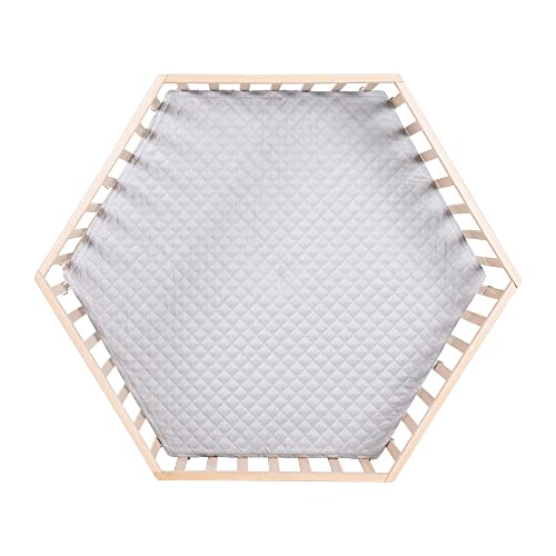 roba Parc Bébé Hexagonal en Bois Massif Bio Cosplay + Tapis de Parc roba Style Gris - Hauteur Ajustable sur 3 Niveaux - Roulettes avec Freins - Finition Naturelle