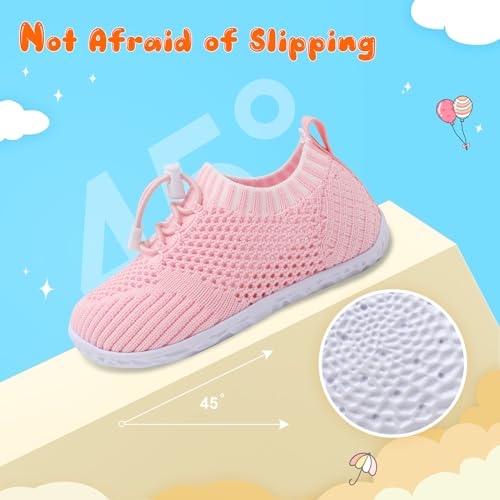 Scurtain Girls Sock Shoes Toddler Slip On Mesh Tennis Sneakers Summer Casual Walking Shoes Comfortable Slippers For Summer Spring Fall Pink thumb #4