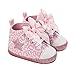 Geagodelia Babyschuhe, Kleinkindschuhe Mädchenschuhe, Leopardenmuster/Stern knöchelhohe Schleifensohle weiche Sohle Geburtstagsgeschenk, das erste Paar Kleinkindschuhe (rosa, 9-12 Months)