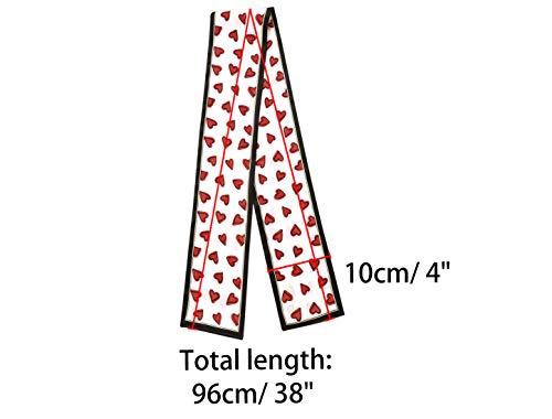 Allegra K Silky Skinny Scarves Ribbon Heart Print Long Hairband Handbag Wrap3