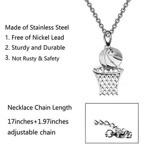 Bnql Basketball Lovers Gifts Necklace Basketball Hoop Sports Pendant Necklace Sports Jewelry Gifts For Men Boy Women Girl #TOP1