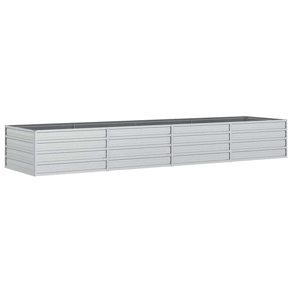 vidaXL Garden Raised Bed Outdoor Patio Terrace Backyard Balcony Flower Plant Vegetable Box Planter Pot 320x80x45 cm Galvanized Steel Silver