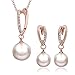 Produktbild Styleziel Damen Schmuckset Halskette Ohrringe Stecker Creole 18K Rotgold pl mit Perle und Kristallen 47cm 2237