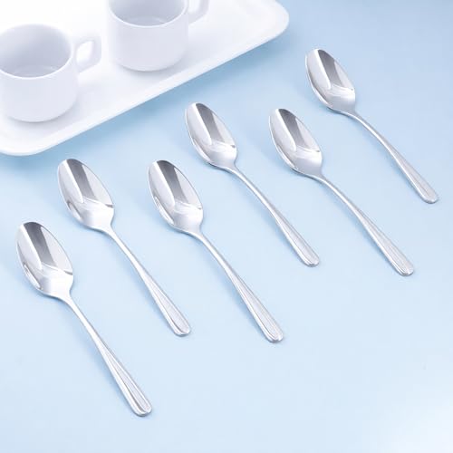 Image of Culinex 18 /8 Premium Stainless Steel 6.3 inch Tea Spoon Set of 6 for Dining Table, Kitchen - Dora| Small Spoons Ideal for Tea, Coffee, Spices, Dessert, Silver Rustproof Flatware By thinKitchen