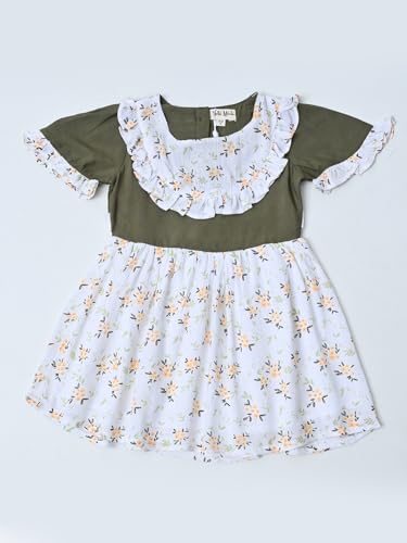 Image of mini mama by Bella Modaround Neck Front Frilled with Contrast Top (White, 12-18M)