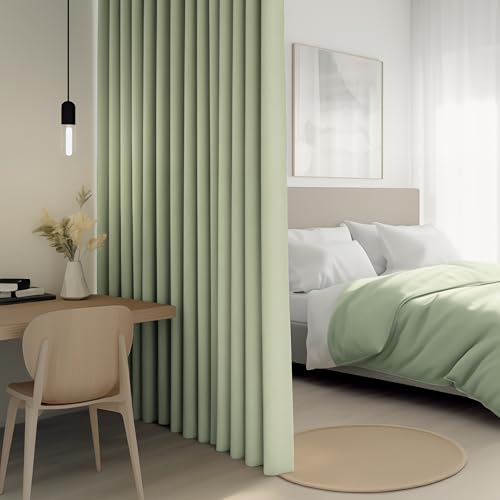 Image of FMFUNCTEX 100% Green Blackout Patio Sliding Glass Door Curtains 84 inch Length, Grommet Extra Wide Living Room Divider Curtains, Thermal Insulated Curtain Drapes for French Door /Bedroom 1 Panel
