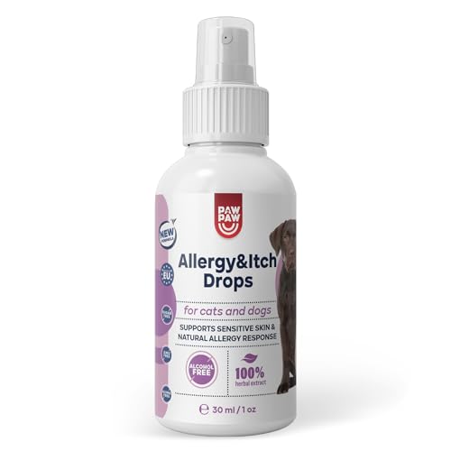 PAW2PAW Allergy and Itch Spray für Hunde und Katzen Flüssiges Ergänzungsfuttermittel zur Unterstützung von Hautkomfort und Juckreiz Einfache Anwendung über Futter oder Wasser 30 ml (200+ Sprühstöße)