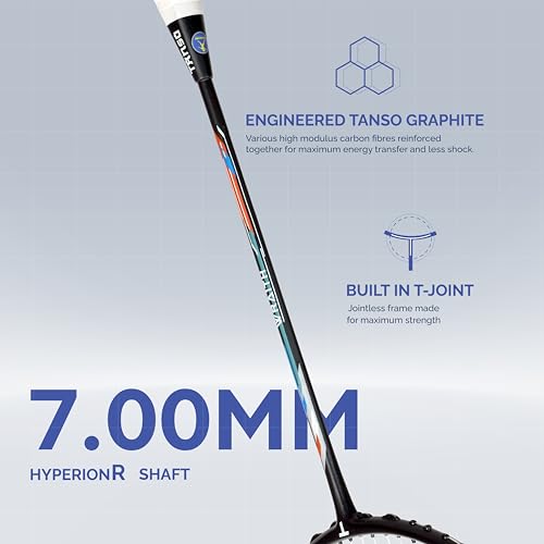 Image of TANSO Wraith Strung Badminton Racket (32 Lbs Tension, Recommended by Padukone School of Badminton, 77 Grams Ultra Light Weight Full Carbon Fiber with Premium Strings and Full Racquet Cover)