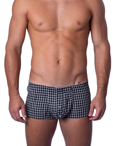 BIMONI Premium Soft Baumwolle Herren Low Rise Boxer Brief – Bequeme Sexy Boxershorts Trunks Hipster Unterwäsche Männer, Farbe Schwarz, Größe M