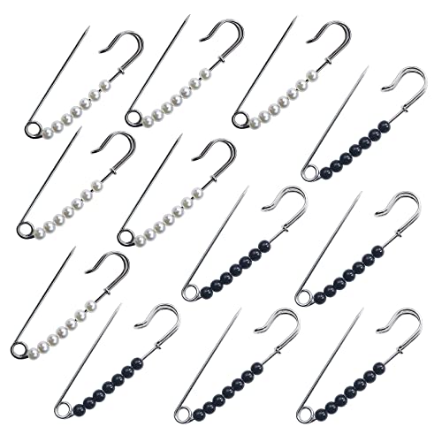 GZLCEU 12 Stücke Brosche, Perlen Tuchnadel Groß für Ponchos Schals...