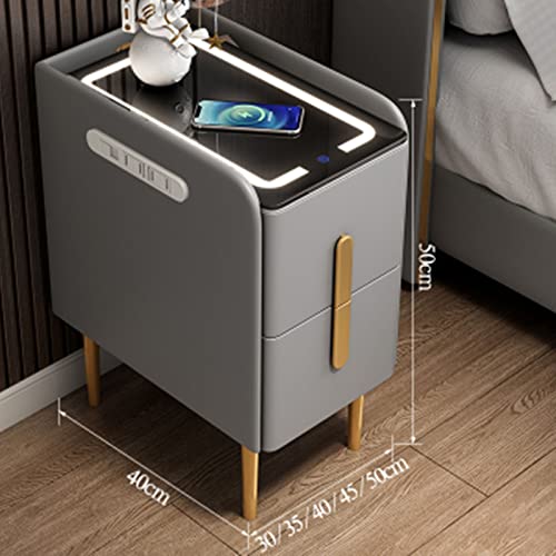 Table de chevet noire moderne anti-encombrement avec chargeur USB et LED - 3