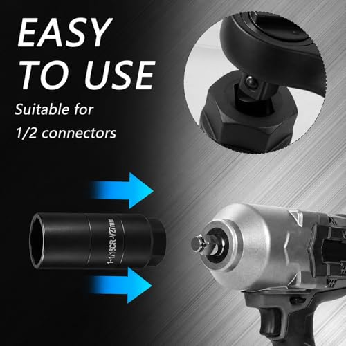 Image of Salior Oil Pressure Sensor Socket with 1 /2 inch Drive Port, Heavy Duty 27mm Sockets for Removal Oil Pressure Sending Unit, Professional Oils Pressures Switch Socket Automotive Tools (Black)