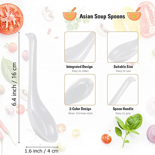 Comicfs Asian Soup Spoons 8 Pieces, 8Hsp-W, Large Japanese Soup Spoons, Soba Rice Pho Ramen Noodle Soup Spoons, Chinese Won Ton Soup Spoon, Hook Style (8 Spoons, White) #TOP1