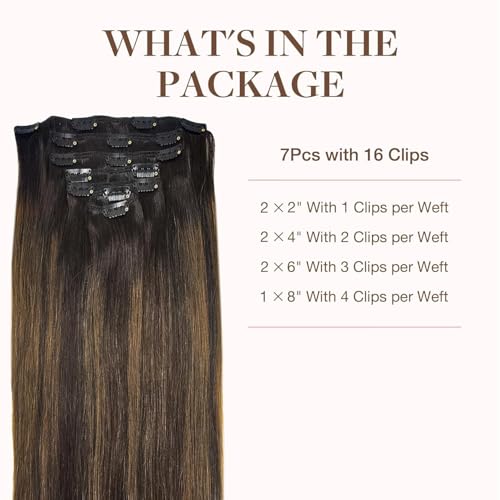 Image of GOO GOO Clip in Hair Extensions Real Human Hair Balayage Remy Extensions