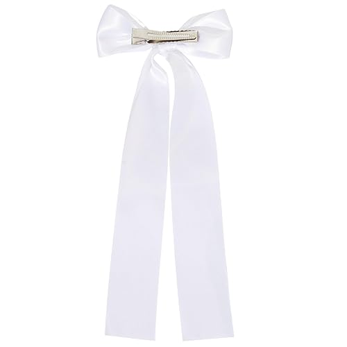 Miniatura 7 de 2 lazos de satén sedoso para el cabello, pinzas largas blancas para niñas, pinzas de cocodrilo, accesorios para el cabello para niñas, niños