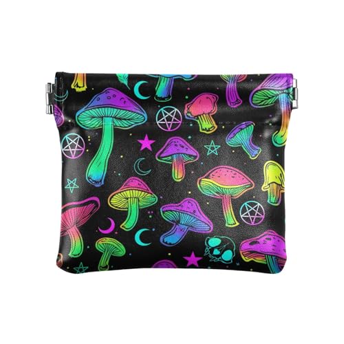 Mushroom Leather Squeeze Coin Purse Pouch Change Holder For Men & Women