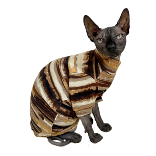 Sphynx Clothes Hairless Cat Shirt Cat Vest Pet Clothes, Round Collar Vest Kitten Shirts, Cats & Small Dogs Apparel (Rust Color, Small) - Image 3