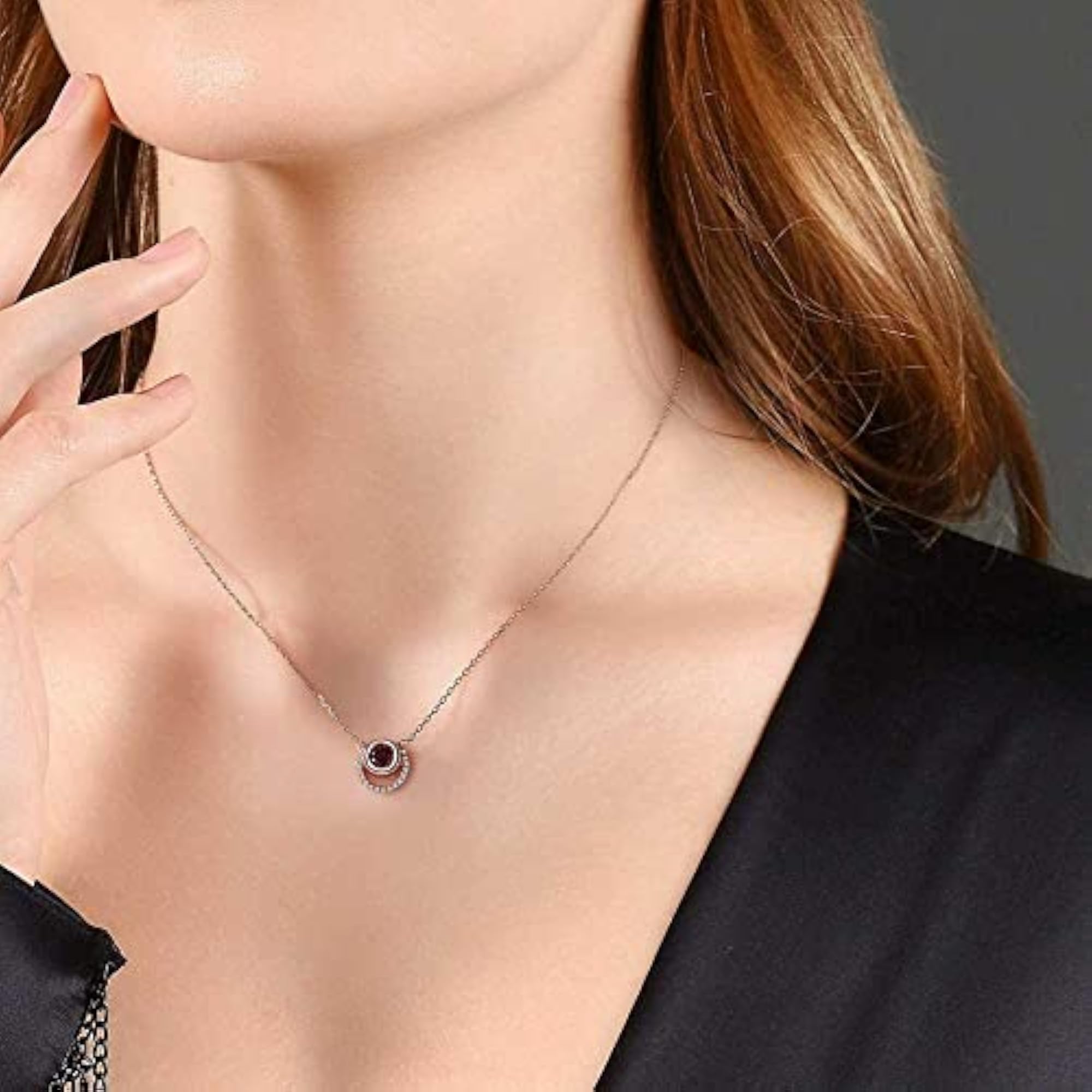 Bling Queen Garnet Zirconia Pendant Necklace