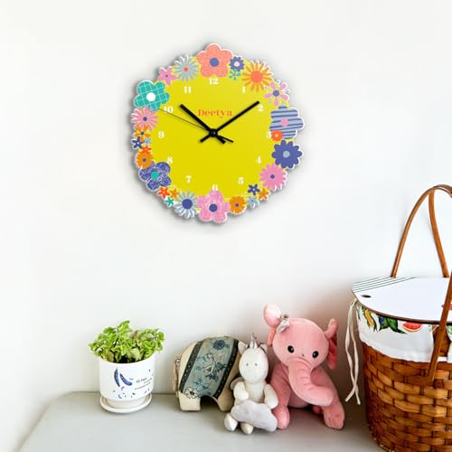 Image of Zooboo Personalized Analog Wall Clock, Custom Name Acrylic Silent Quartz Movement Wall Clock with Sleek Modern Design, Ideal for Birthdays (Design - Blossom), 30x30 cm, Multicolor