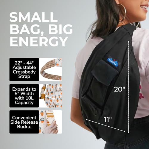 Image of KAVU Rope Sling Bag - Large Crossbody Bags for Women & Men | Hands Free, Cross Body for Travel, Hiking & Everyday Carry, with Padded Back, Adjustable Rope Strap & Cotton Canvas