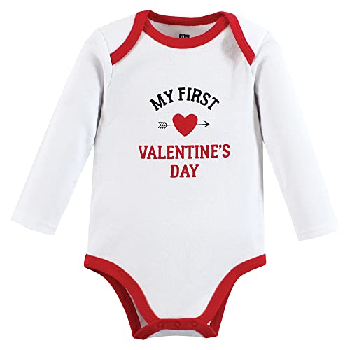 Hudson Baby Unisex Baby Cotton Long-Sleeve Bodysuits, Valentine Heartbreaker, 3-6 Months